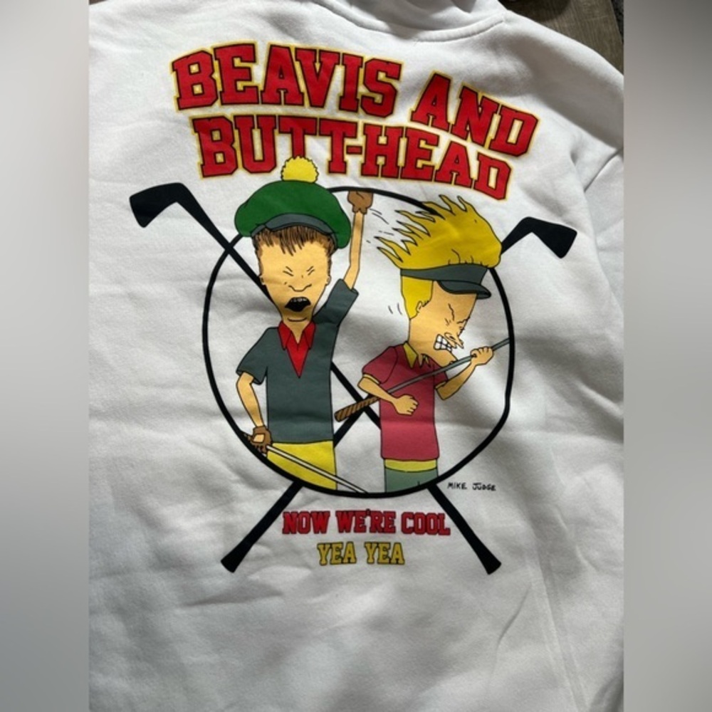 MTV Beavis & Butt-head hoodie Sweatshirt Pullover playing golf Size S small NWOT - Picture 10 of 10